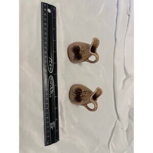 Vintage Miniature Pinecone Pitchers Set 2 Brown Ceramic Jugs Made in Japan 2.5"